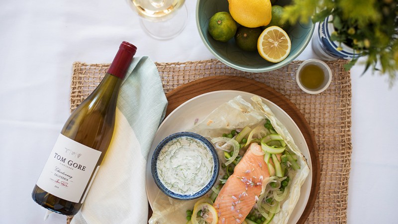 Tom-Gore-Vineyards-Spring-Parchment-Baked-Salmon-with-Fennel-Yogurt-Sauce